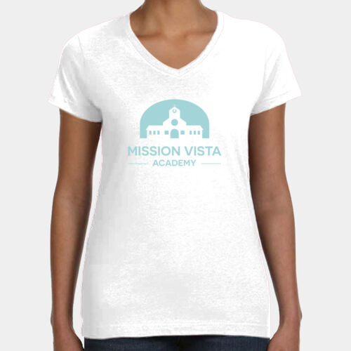 MVA Ladies White T-shirt Light Blue Logo Thumbnail