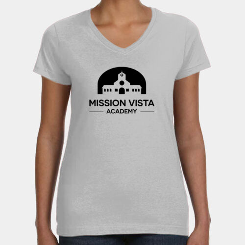 MVA Ladies Heather Grey T-Shirt Black Logo Thumbnail
