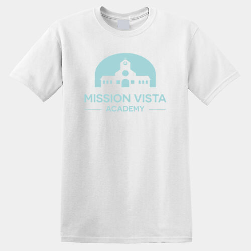 MVA Mens White T-Shirt Light Blue Logo Thumbnail